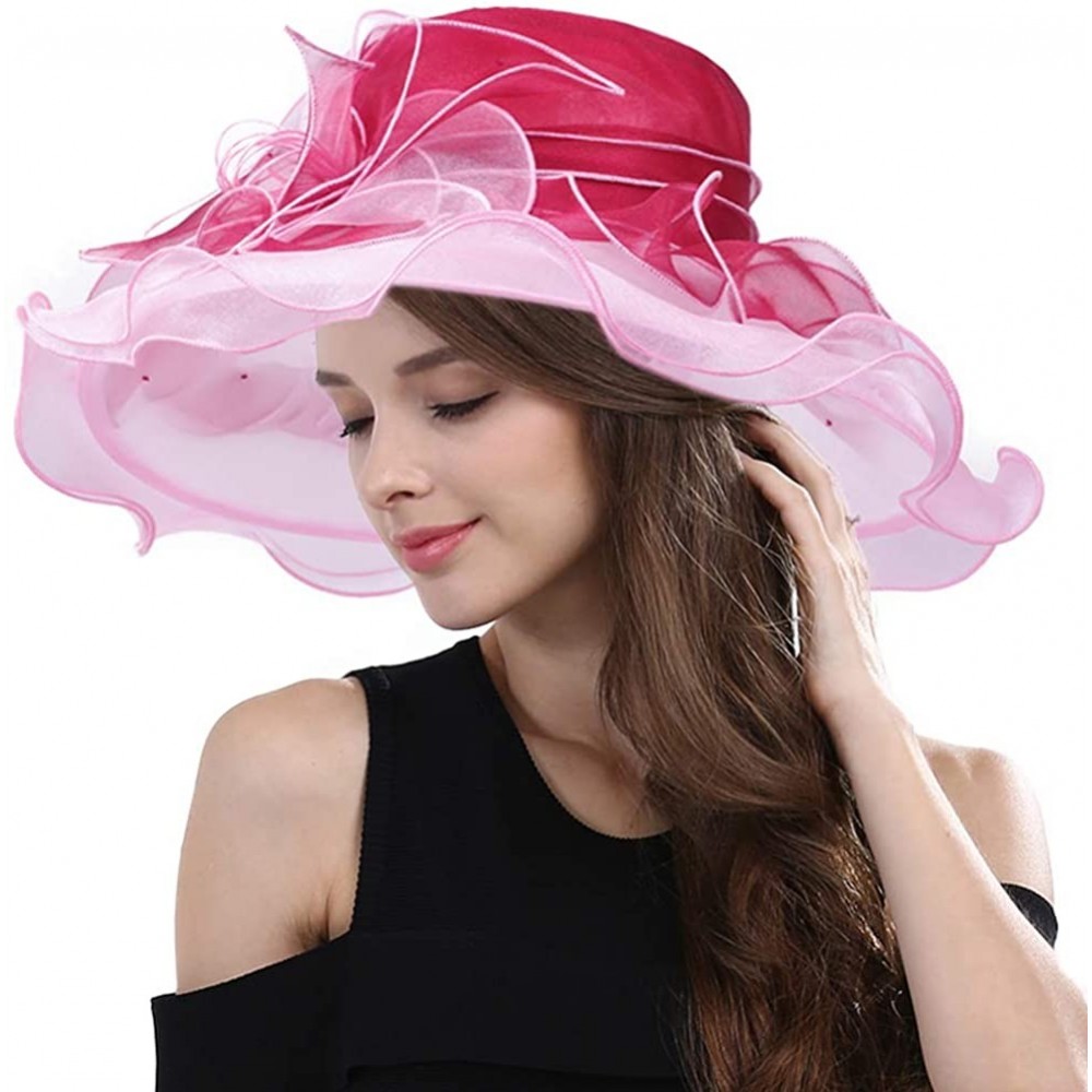 Sun Hats Women's Fascinators Wide Brim Sun Hat for Kentucky Derby- Church- Wedding- Tea Party- Royal Ascot- Easter - CY11SJ69...