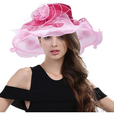 Sun Hats Women's Fascinators Wide Brim Sun Hat for Kentucky Derby- Church- Wedding- Tea Party- Royal Ascot- Easter - CY11SJ69...