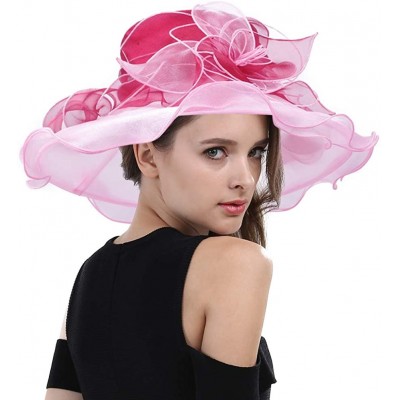 Sun Hats Women's Fascinators Wide Brim Sun Hat for Kentucky Derby- Church- Wedding- Tea Party- Royal Ascot- Easter - CY11SJ69...