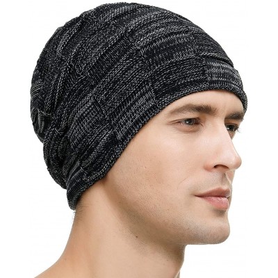 Skullies & Beanies Slouchy Beanie for Men Winter Hats for Guys Cool Beanies Mens Lined Knit Warm Thick Skully Stocking Binie ...