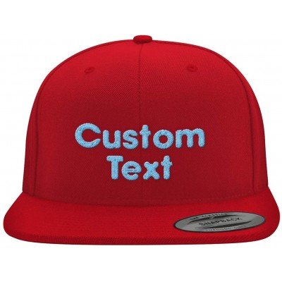 Baseball Caps Custom Embroidered 6089 Structured Flat Bill Snapback - Personalized Text - Your Design Here - Red - CL18SYI3UR...
