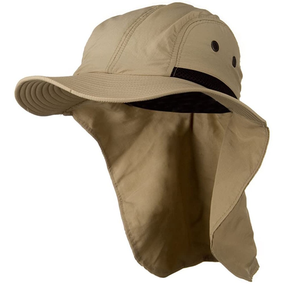 Sun Hats Mesh Sun Protection Flap Hat - Khaki - CU110A3X1M7 $10.88