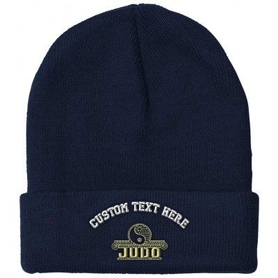 Skullies & Beanies Custom Beanie for Men & Women Judo Sports A Embroidery Acrylic Skull Cap Hat - Navy - CQ18ZS3ZNDK $21.65