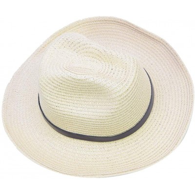 Cowboy Hats Stained Woven Straw Outback Western Cowboy Adult Sun hat - Beige - CZ183L3SEI2 $11.97