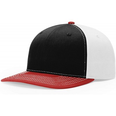 Baseball Caps Unisex 312 Twill-Back Trucker Adjustable Backstrap Baseball Cap - Black/White/Red - C818HE9WG69 $7.94