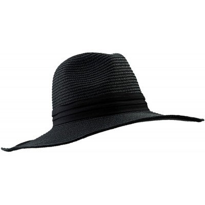 Sun Hats Women's Foldable Beach Cap-Wide Brim Roll Up Straw Sun Hat for Small Head Size - "01-black(3.54"" Brim)" - CO17YYLS4...