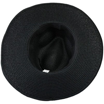 Sun Hats Women's Foldable Beach Cap-Wide Brim Roll Up Straw Sun Hat for Small Head Size - "01-black(3.54"" Brim)" - CO17YYLS4...