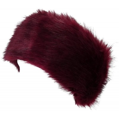 Cold Weather Headbands Women's Faux Fur Headband Winter Russian Ski Earwarmer with Fleece Lining - Wine Red - CZ12NRF2S1E $14.55