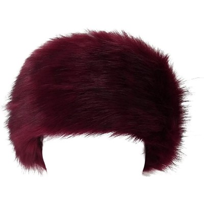 Cold Weather Headbands Women's Faux Fur Headband Winter Russian Ski Earwarmer with Fleece Lining - Wine Red - CZ12NRF2S1E $14.55