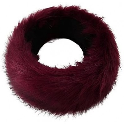 Cold Weather Headbands Women's Faux Fur Headband Winter Russian Ski Earwarmer with Fleece Lining - Wine Red - CZ12NRF2S1E $14.55