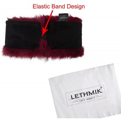 Cold Weather Headbands Women's Faux Fur Headband Winter Russian Ski Earwarmer with Fleece Lining - Wine Red - CZ12NRF2S1E $14.55