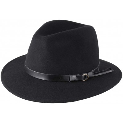 Fedoras Classique Traveller Wool Felt Fedora Hat Packable - Noir - CP110ALLER3 $34.83