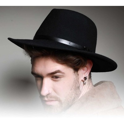 Fedoras Classique Traveller Wool Felt Fedora Hat Packable - Noir - CP110ALLER3 $34.83