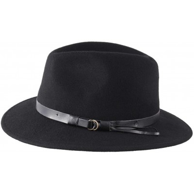 Fedoras Classique Traveller Wool Felt Fedora Hat Packable - Noir - CP110ALLER3 $34.83