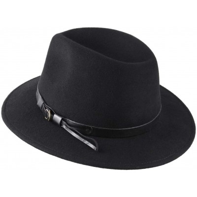 Fedoras Classique Traveller Wool Felt Fedora Hat Packable - Noir - CP110ALLER3 $34.83