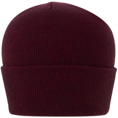 Skullies & Beanies 100% Soft Acrylic Solid Color Classic Cuffed Winter Hat - Made in USA - Wine/Burgundy - C4187ITMQC8 $30.38