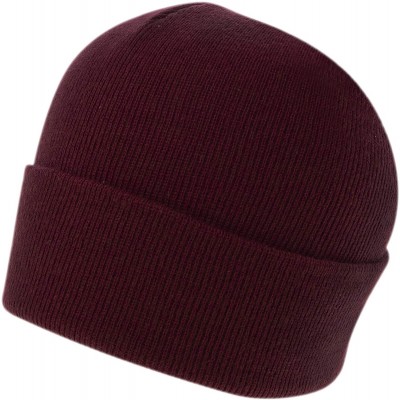 Skullies & Beanies 100% Soft Acrylic Solid Color Classic Cuffed Winter Hat - Made in USA - Wine/Burgundy - C4187ITMQC8 $30.38
