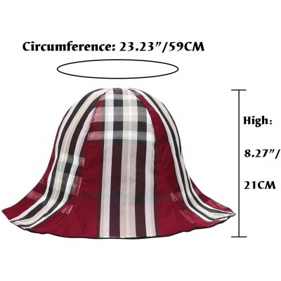 Bucket Hats Plaid Tartan Bucket Hats for Women Vintage Rollable Fisherman Sun Cap - G-blackred - C7197N8OOXU $9.17