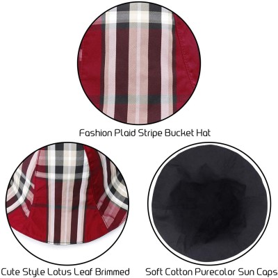 Bucket Hats Plaid Tartan Bucket Hats for Women Vintage Rollable Fisherman Sun Cap - G-blackred - C7197N8OOXU $9.17