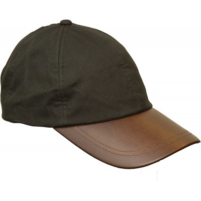 Baseball Caps Mens Ladies Wax Baseball Cap Waxed 100% Cotton Leather Peak One-Size - Black - CC11RBZOSGL $25.61