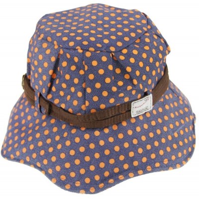 Sun Hats Womens Cotton Polka Dot Rippled Sun UV Protection Folding Bucket Hat Floppy Beach Cap - C512H9OZ6ZP $9.08