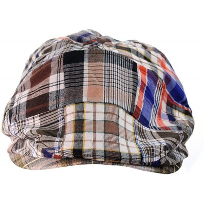 Newsboy Caps Men's Multicolor Plaid Patchwork Buttoned Duck Bill Newsboy Ivy Cap - Brown - CB11Y7EKI8L $9.46