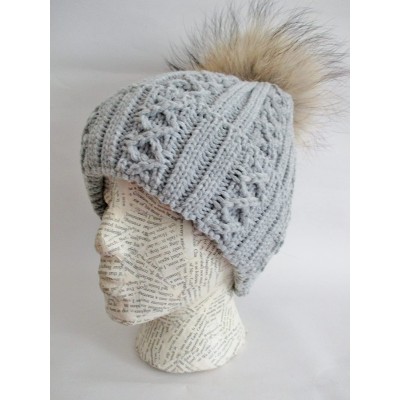 Skullies & Beanies Winter Women Asian Raccoon Pom Beanie Hat M-2013-340RN - Gray2 - C5127NATPV5 $31.79