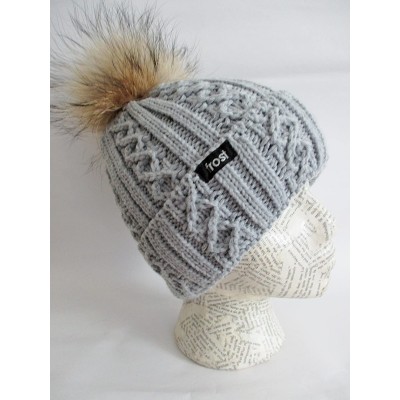 Skullies & Beanies Winter Women Asian Raccoon Pom Beanie Hat M-2013-340RN - Gray2 - C5127NATPV5 $31.79