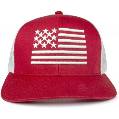 Baseball Caps USA Mesh Trucker Hat (Snapback Baseball Cap) USA Hat - Sun Protection - Red/White - CT18U4R399T $17.46