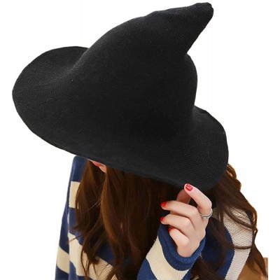 Fedoras Women's Witch Hat Christmas Halloween Party Foldable Cosplay Costume hat - Black - CR18Y4DSL72 $25.65