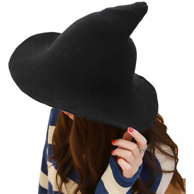 Fedoras Women's Witch Hat Christmas Halloween Party Foldable Cosplay Costume hat - Black - CR18Y4DSL72 $14.52