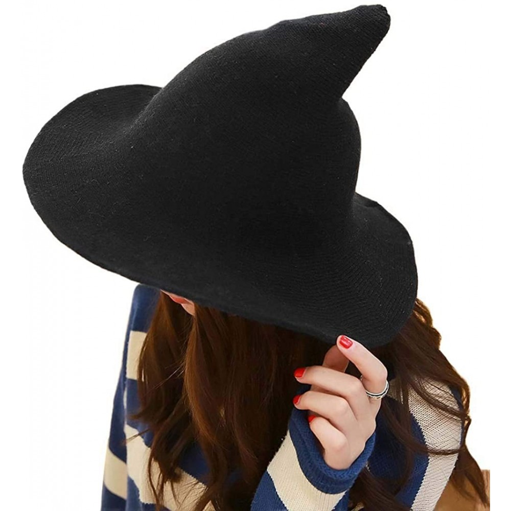 Fedoras Women's Witch Hat Christmas Halloween Party Foldable Cosplay Costume hat - Black - CR18Y4DSL72 $14.52