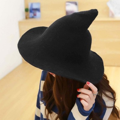 Fedoras Women's Witch Hat Christmas Halloween Party Foldable Cosplay Costume hat - Black - CR18Y4DSL72 $14.52