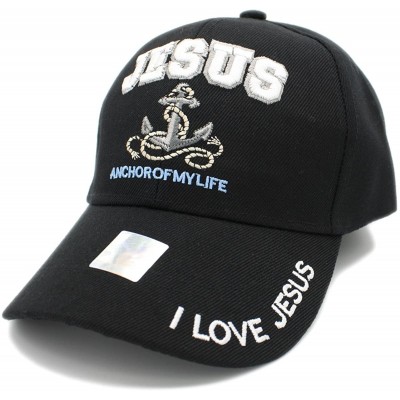 Baseball Caps Embroidered- Jesus- Bible Verse Religious Faith Cap Adjustable Hat - Anchor/Black - CZ185S03Z3S $18.35