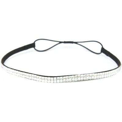 Headbands Custom Color Bling Shimmering Rhinestone Elastic Stretch Headbands - Thin Clear - CK11JAY3HSZ $8.14