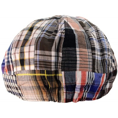 Newsboy Caps Men's Multicolor Plaid Patchwork Buttoned Duck Bill Newsboy Ivy Cap - Brown - CB11Y7EKI8L $9.46