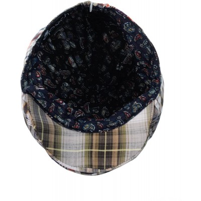 Newsboy Caps Men's Multicolor Plaid Patchwork Buttoned Duck Bill Newsboy Ivy Cap - Brown - CB11Y7EKI8L $9.46