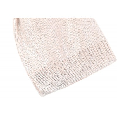 Skullies & Beanies Women Winter Warm Knit Thick Skull Hat Cap Pom Pom Shiny Slouchy Beanie Hats - Beanie Water Pink-sliver - ...