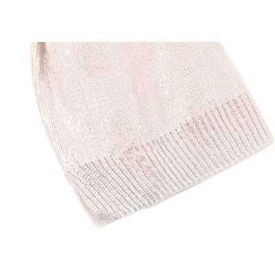 Skullies & Beanies Women Winter Warm Knit Thick Skull Hat Cap Pom Pom Shiny Slouchy Beanie Hats - Beanie Water Pink-sliver - ...