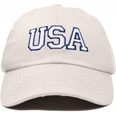 Baseball Caps USA Baseball Cap Flag Hat Team US America Navy Red White Blue Gray Khaki Black - Beige - CN18D66O4TL $13.19