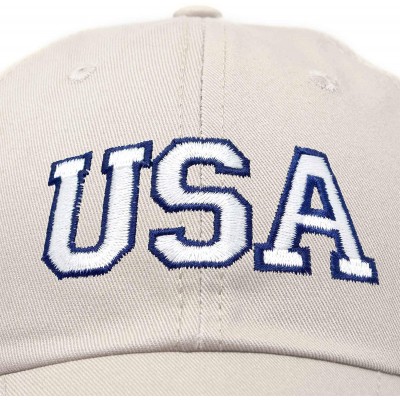 Baseball Caps USA Baseball Cap Flag Hat Team US America Navy Red White Blue Gray Khaki Black - Beige - CN18D66O4TL $13.19