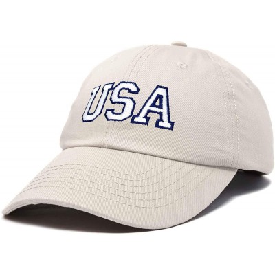 Baseball Caps USA Baseball Cap Flag Hat Team US America Navy Red White Blue Gray Khaki Black - Beige - CN18D66O4TL $13.19