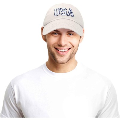 Baseball Caps USA Baseball Cap Flag Hat Team US America Navy Red White Blue Gray Khaki Black - Beige - CN18D66O4TL $13.19