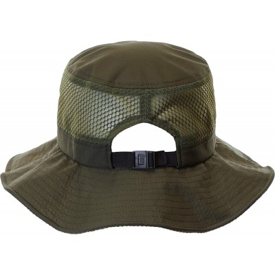 Sun Hats Ponytail Bucket Hat UPF 50+ Messy Bun Sun Hat Wide Brim Mesh Cap - Olive W/ Removable Chin Strap - C719762N9M9 $15.06