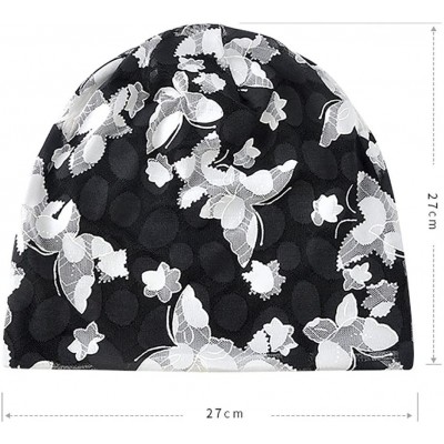 Headbands Lace Floral Beanie Hat Diamonds Beads Chemo Cap Soft Comfort Chic Slouchy Hats for Women - Butterfly Red - CD18H3N9...