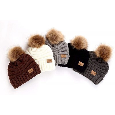 Skullies & Beanies Unisex Men Women Baggy Warm Crochet Winter Wool Knit Ski Caps Skull Beanie Slouchy Hat with Pom Pom - CU18...