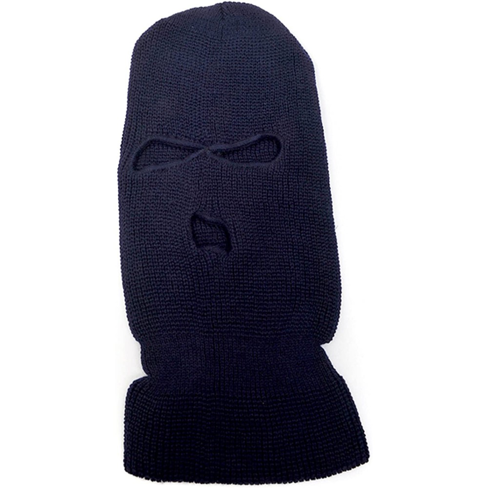 Balaclavas Unisex Knit Face-Cap with Eyes and Mouth Openings - Navy - CL115459X0L $8.29