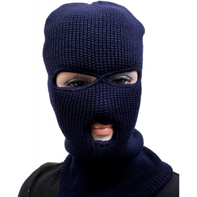 Balaclavas Unisex Knit Face-Cap with Eyes and Mouth Openings - Navy - CL115459X0L $8.29