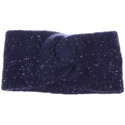 Cold Weather Headbands Women's Winter Chic Solid Knotted Crochet Knit Headband Turban Ear Warmer - Speckled Navy - C918IM32KT...