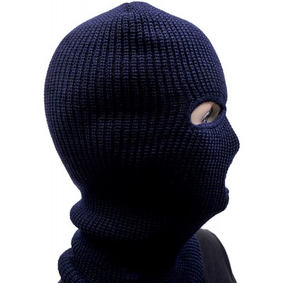 Balaclavas Unisex Knit Face-Cap with Eyes and Mouth Openings - Navy - CL115459X0L $8.29